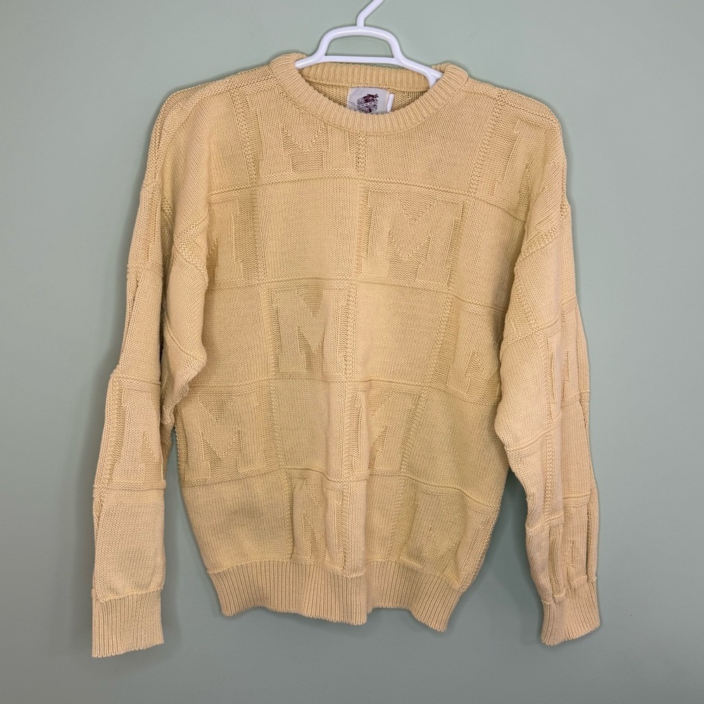 Vintage EF EN EF Enterprise Men XL yellow  Sweater made in‎ USA cotton crew neck